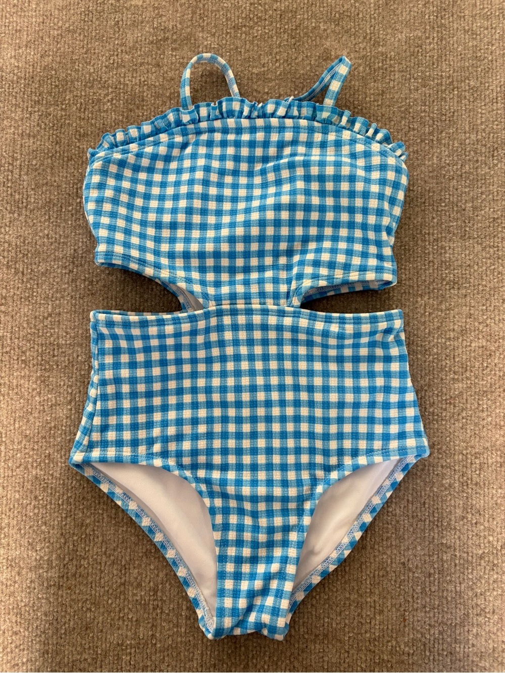 Cat & Jack Blue Gingham Cutout One-Piece Swimsuit